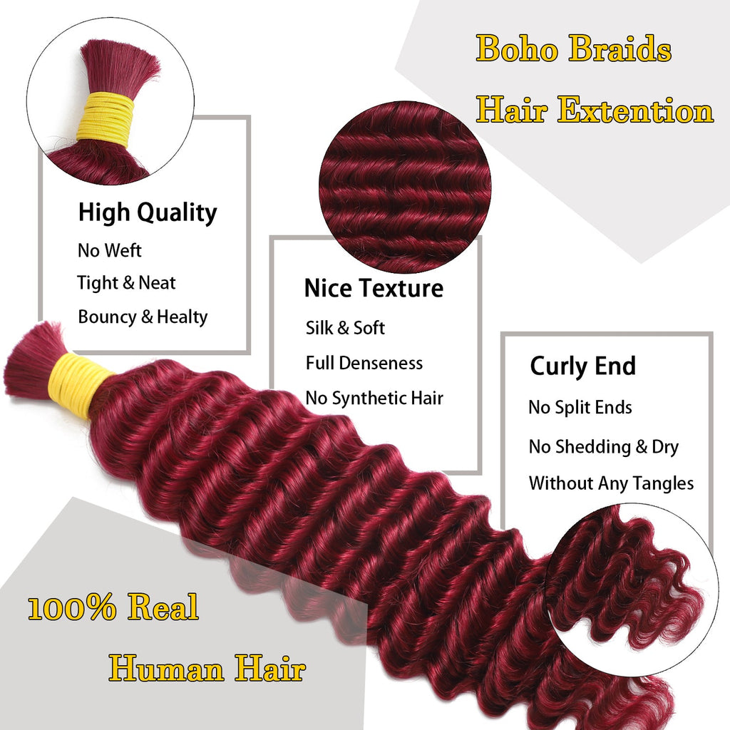 Burgundy Boho Deep Wave Braids – view 2