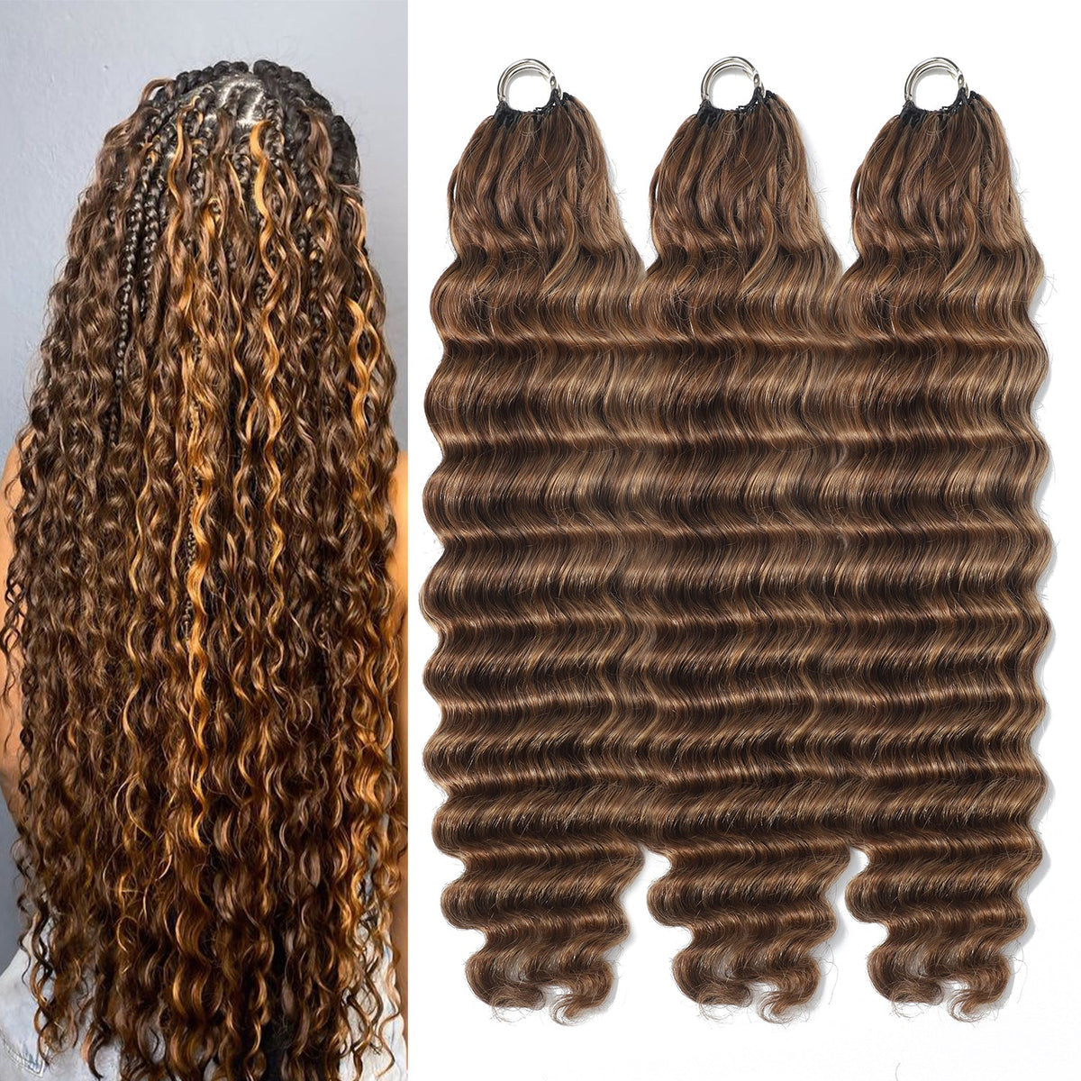75 Strands #P4/27 Loose Deep Wave Crochet Extensions – view 6
