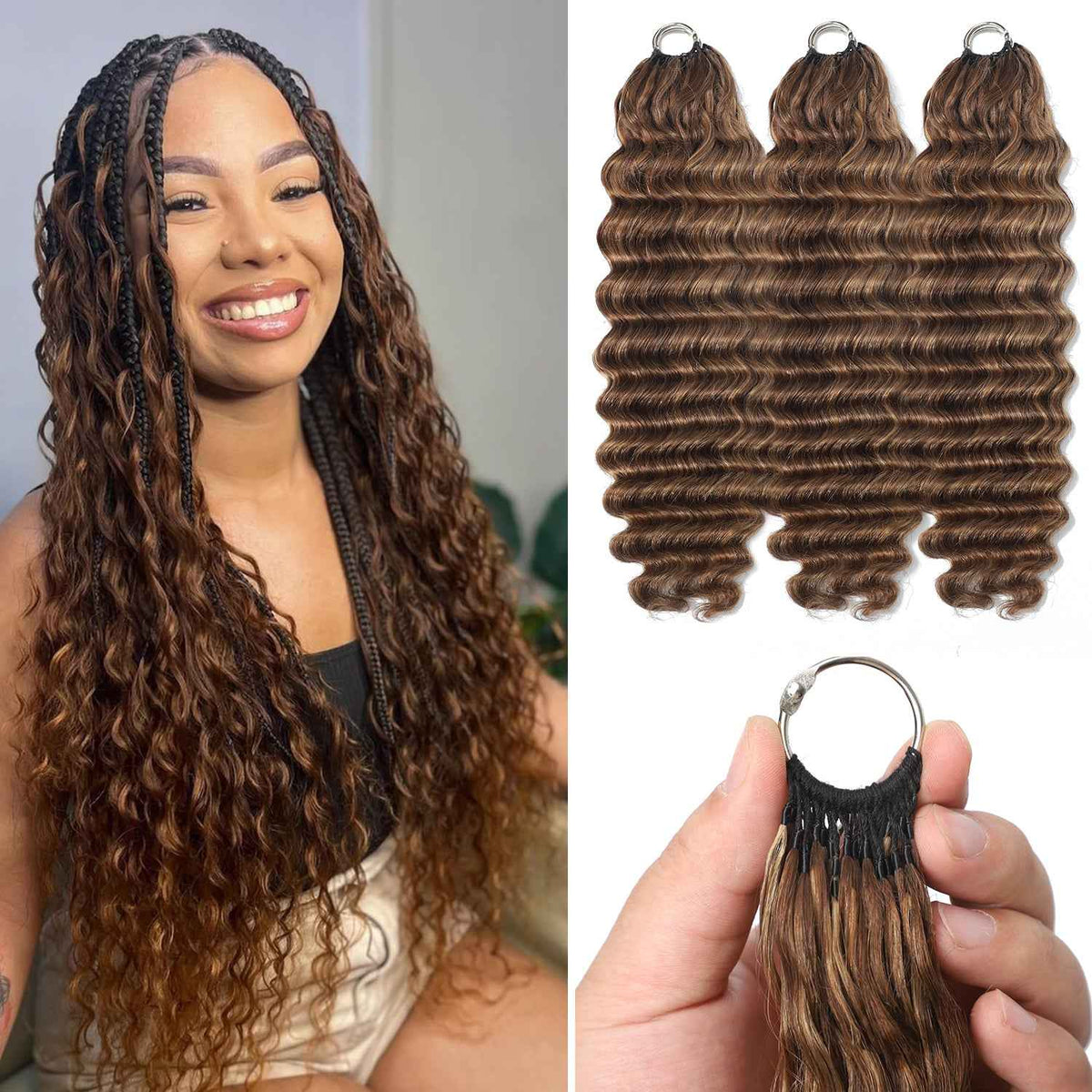 75 Strands #P4/27 Loose Deep Wave Crochet Extensions