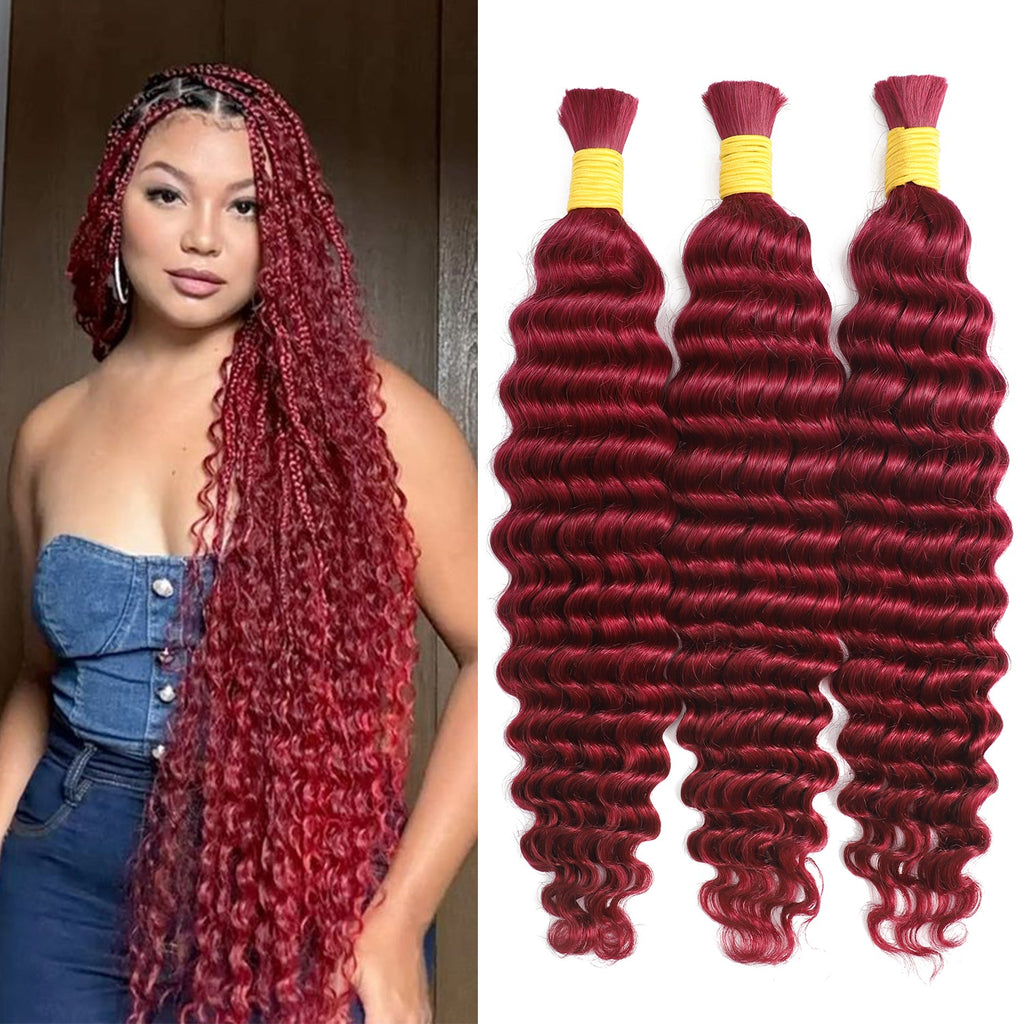 Burgundy Boho Deep Wave Braids – view 5