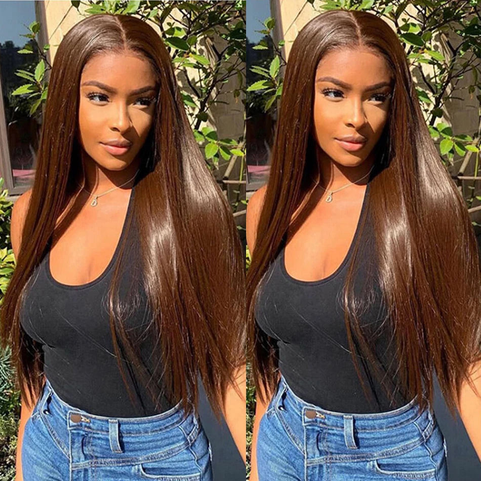 Choco Brown Straight HD Lace Wig - Plushmane