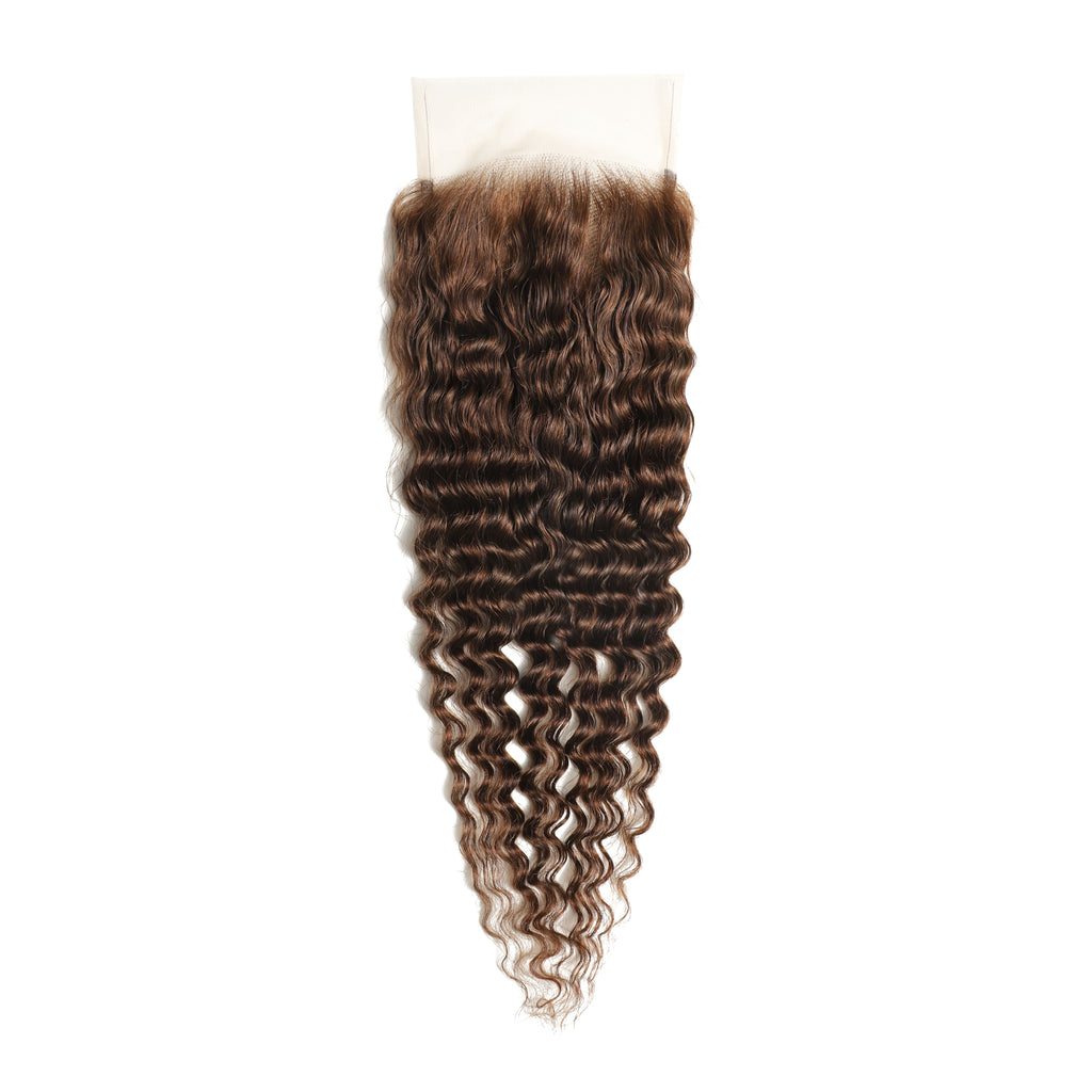 #4 Color 5x5 Transparent Lace Deep Wave Closure