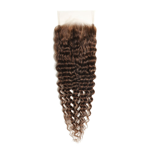 #4 Color 5x5 Transparent Lace Deep Wave Closure