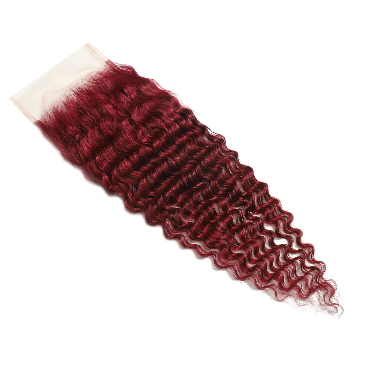 Burgundy 5x5 Transparent Lace Deep Wave Closure – view 2