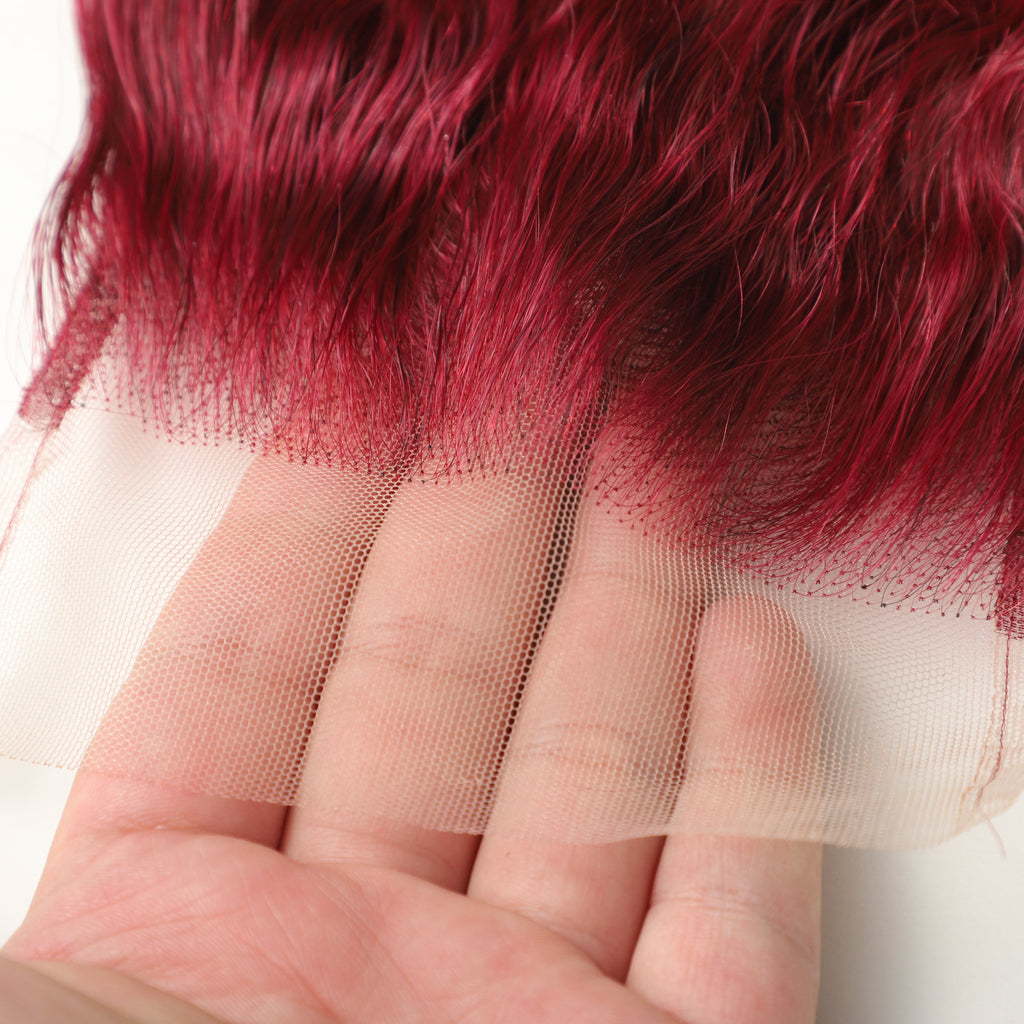 Burgundy 5x5 Transparent Lace Deep Wave Closure – view 4