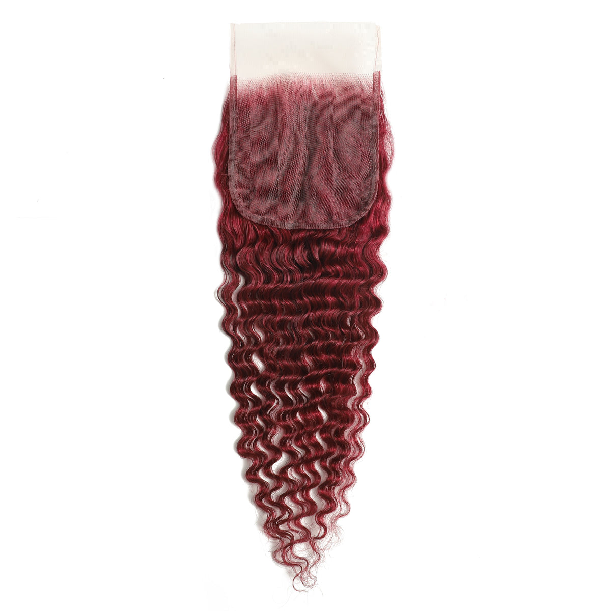 Burgundy 5x5 Transparent Lace Deep Wave Closure – view 5