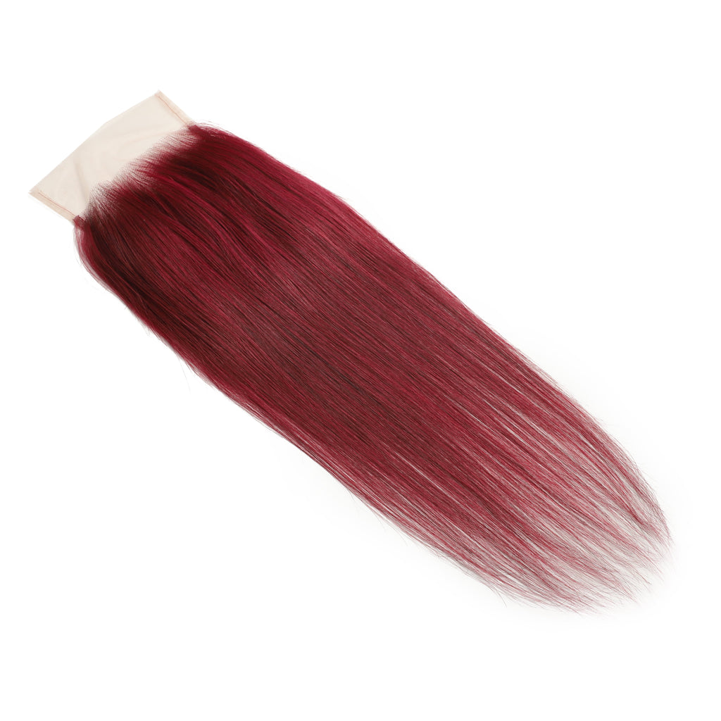 Burgundy 5x5 Transparent Lace Straight Closure – view 4