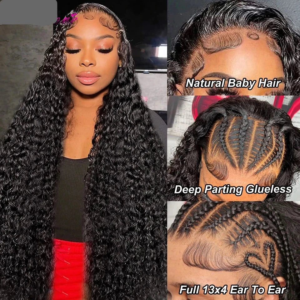 Deep Wave Transparent Front Wig- Brazilian Hair