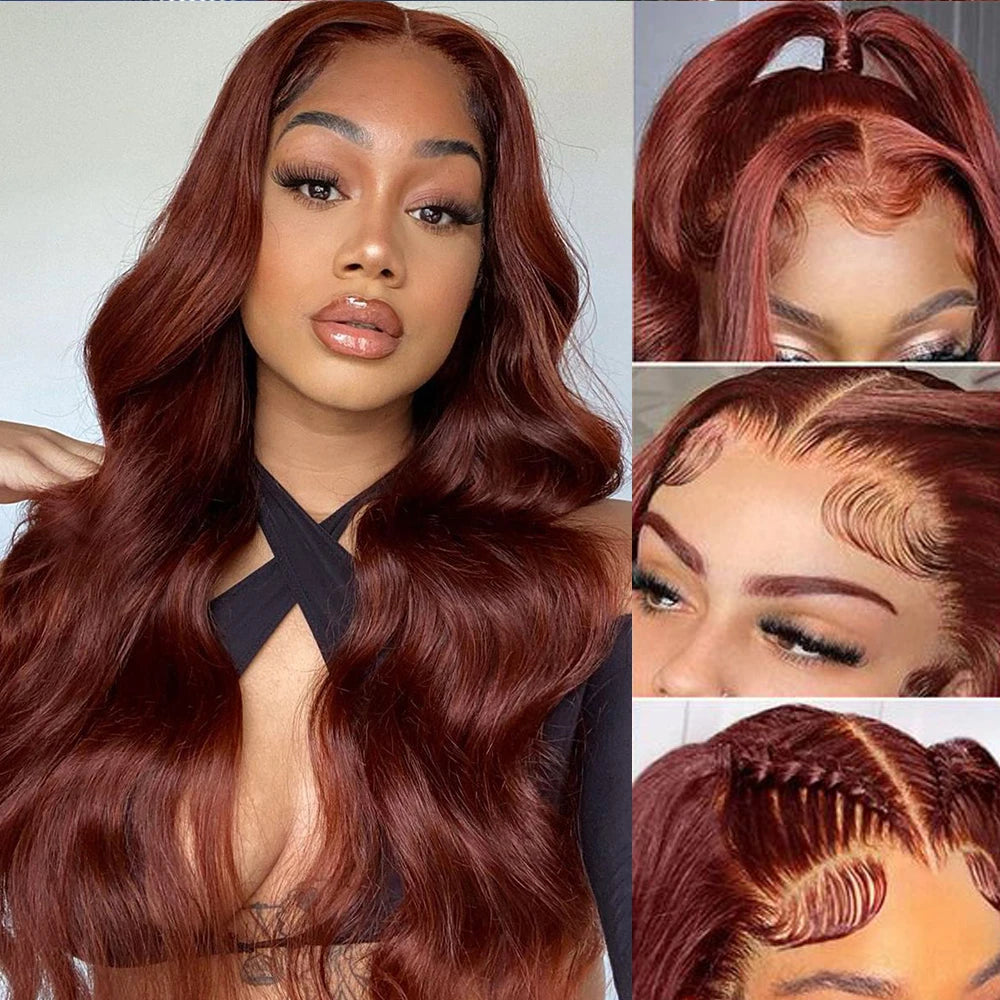 Reddish Brown Body Wave HD Lace Wig - Plushmane