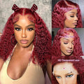 Burgundy Deep Wave Bob HD Lace Wig - Plushmane