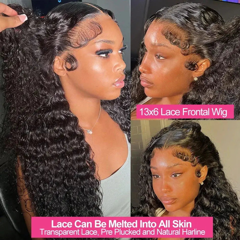 Curly HD Transparent Lace Frontal Wig - Brazilian Remy - Loose Deep Wave Human Hair Lace