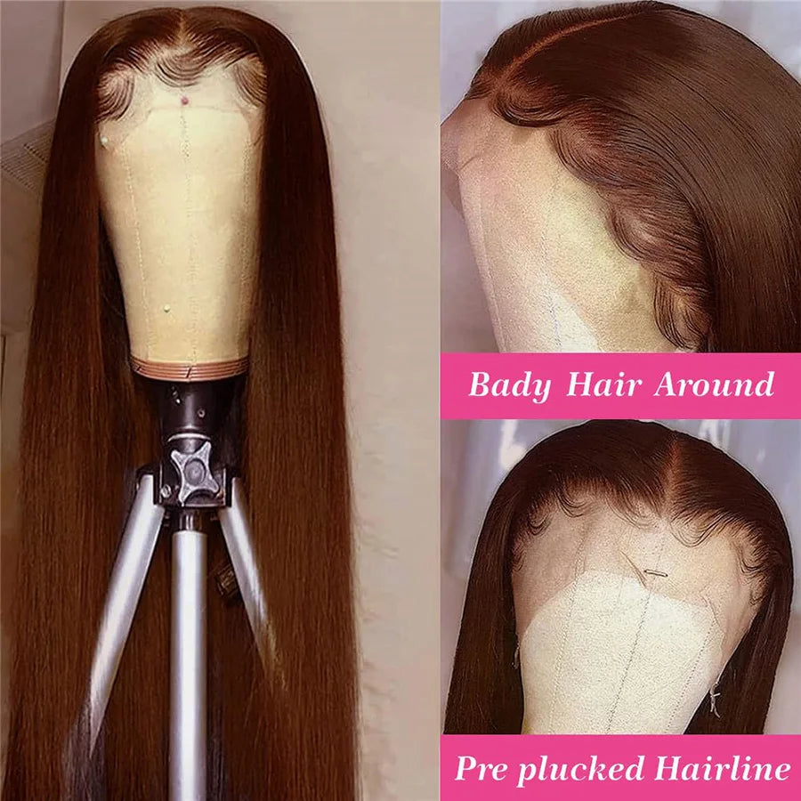 Brown Straight HD Lace Wig - Plushmane