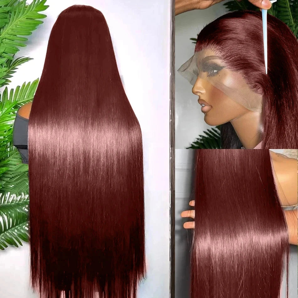 Straight Reddish Brown HD Lace Wig - Plushmane