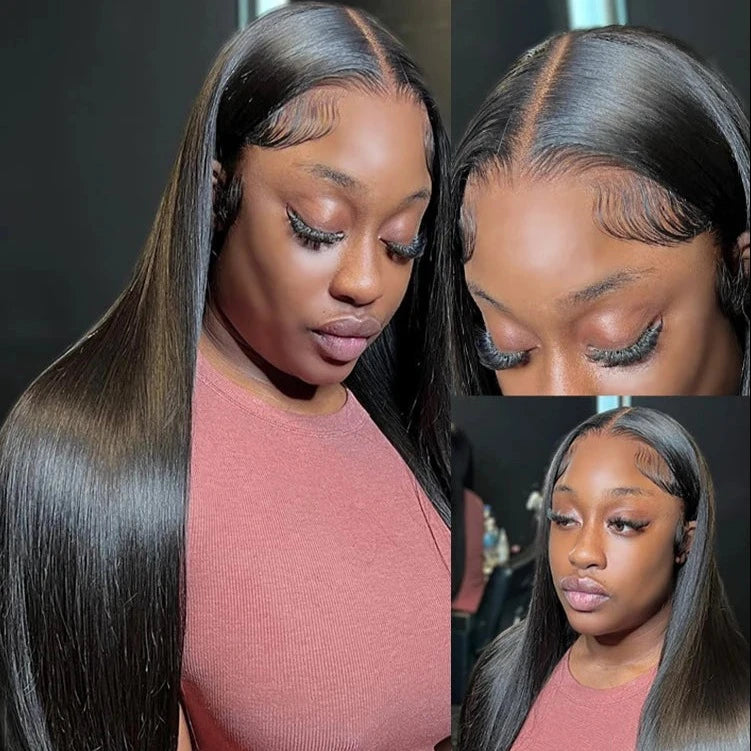 Brazilian Straight Human Hair Wig -Transparent Lace Front, Pre-Plucked, with Lace Closure