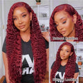 Burgundy Red Deep Wave Lace Wig - Plushmane