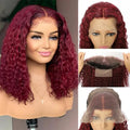 Burgundy Deep Wave Bob HD Lace Wig - Plushmane