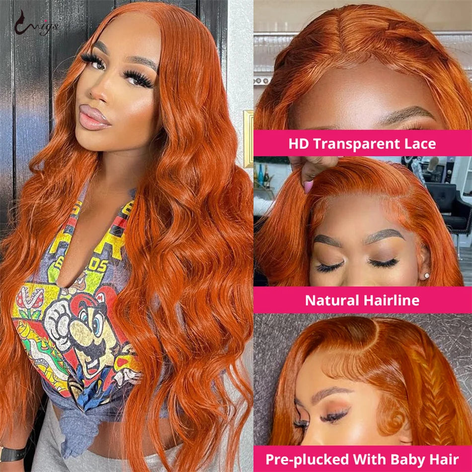 Orange Ginger HD Lace Wig - Plushmane