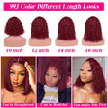 Burgundy Deep Wave Bob HD Lace Wig - Plushmane