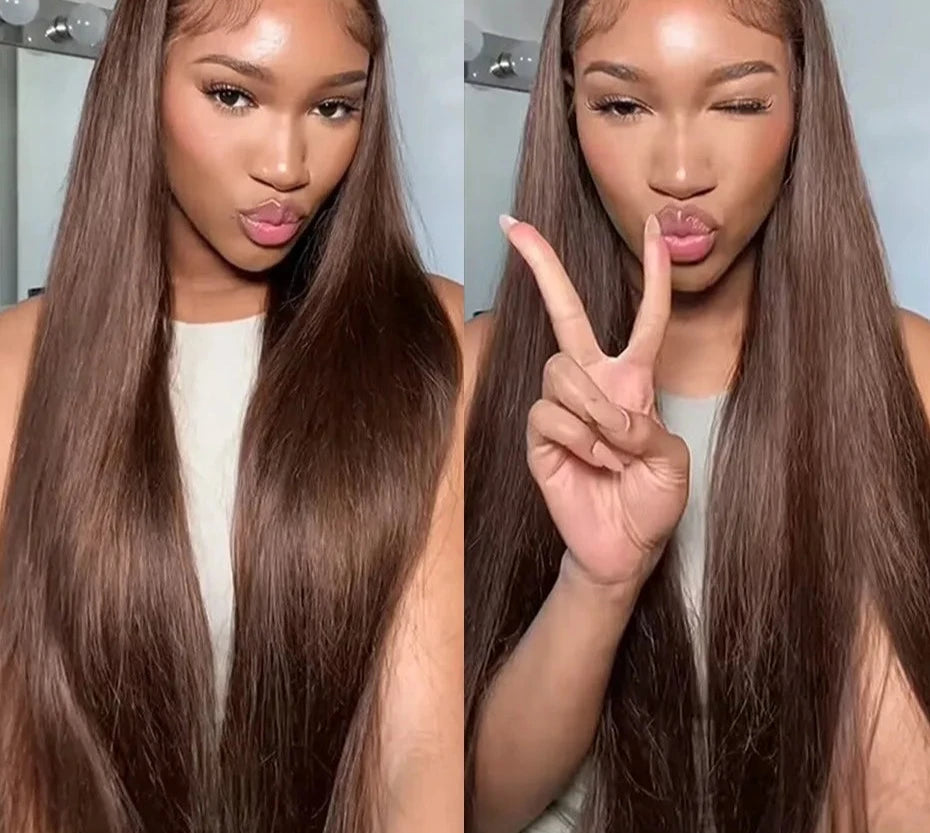 Choco Brown Straight HD Lace Wig - Plushmane