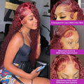 Burgundy Red Deep Wave Lace Wig - Plushmane