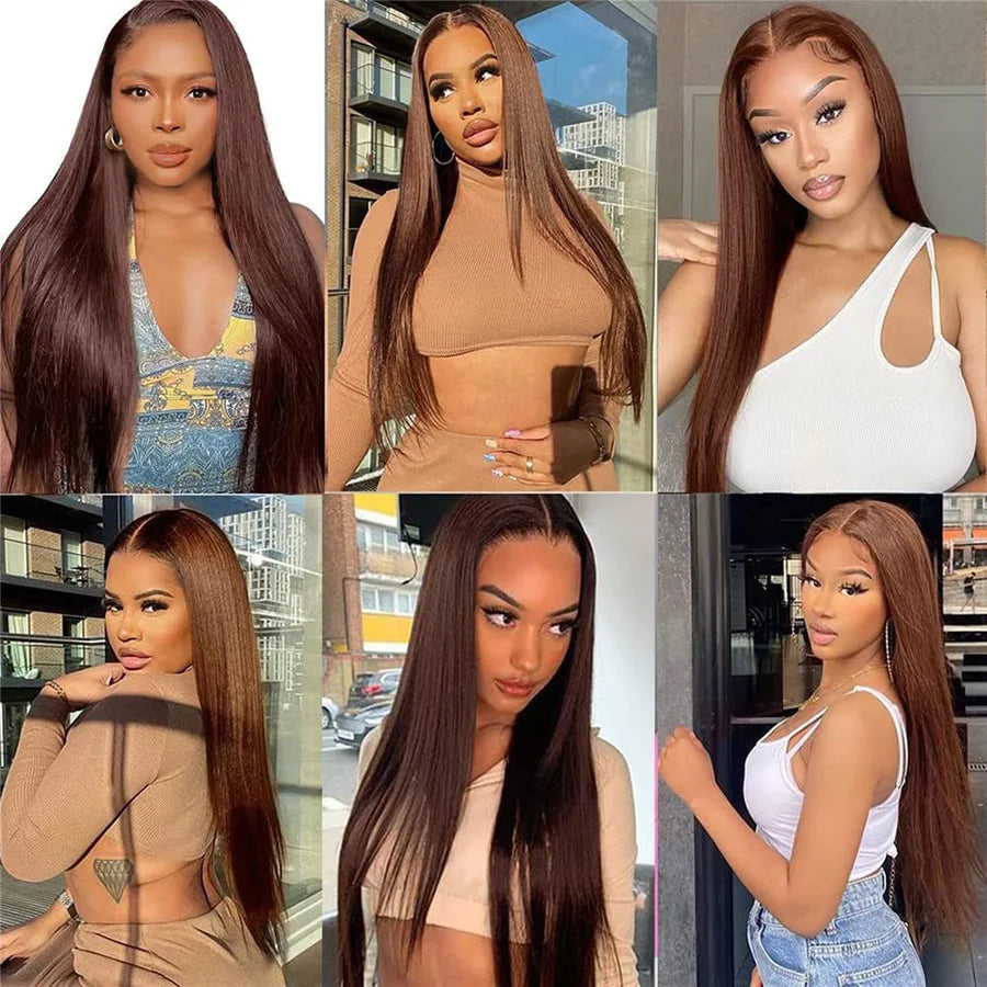 Brown Straight HD Lace Wig - Plushmane