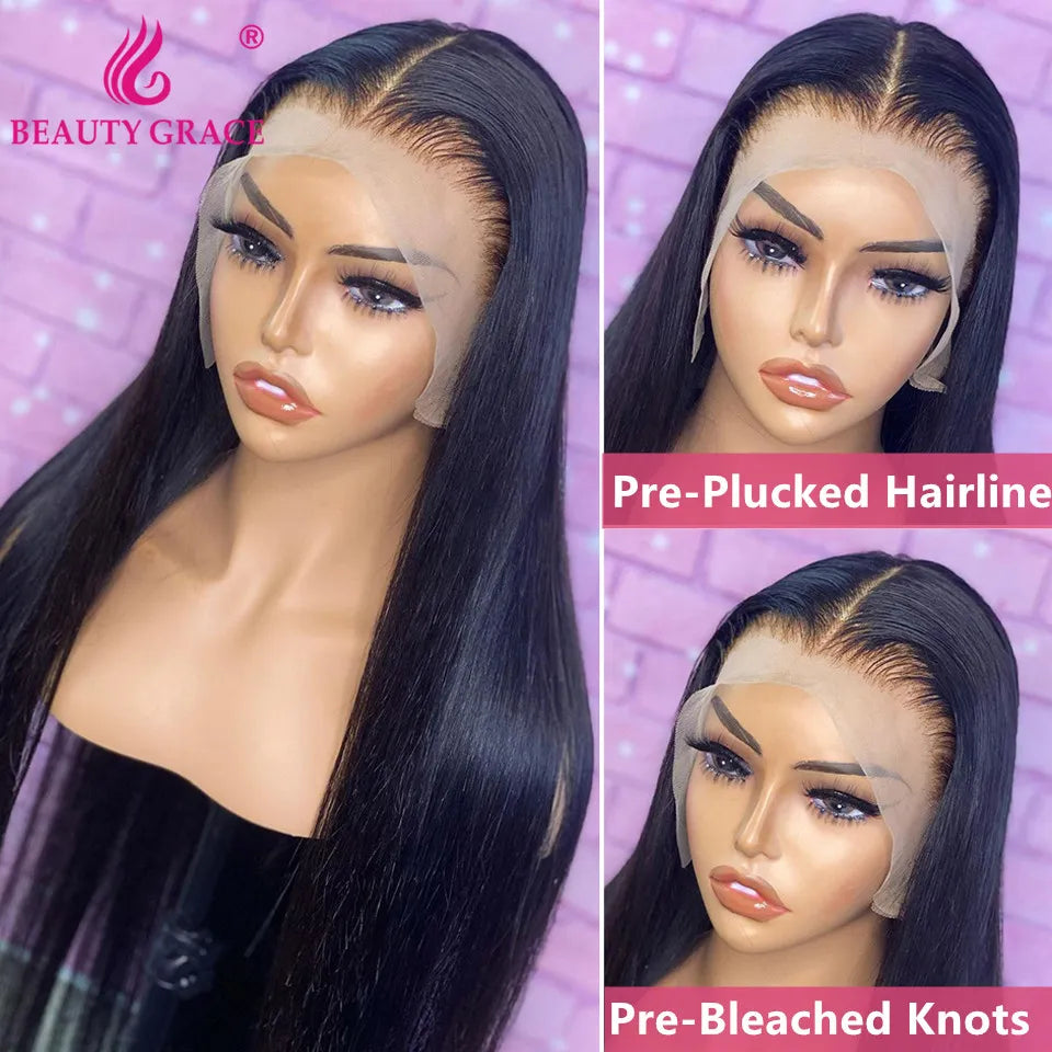 Brazilian Bone Straight- Transparent Lace Human Hair Wig