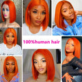 Orange Straight Bob HD Lace Wig - Plushmane