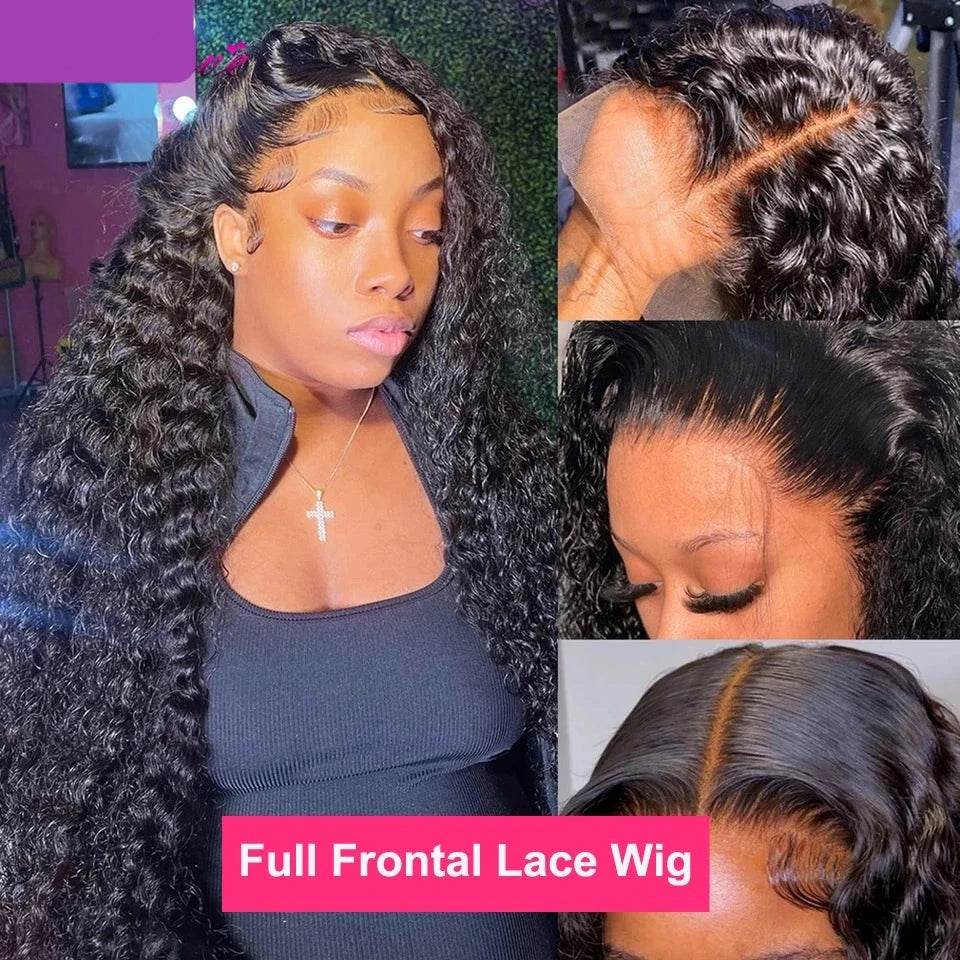 Deep Wave Transparent Front Wig- Brazilian Hair