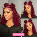 Burgundy Deep Wave Bob HD Lace Wig - Plushmane