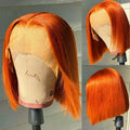 Orange Straight Bob HD Lace Wig - Plushmane